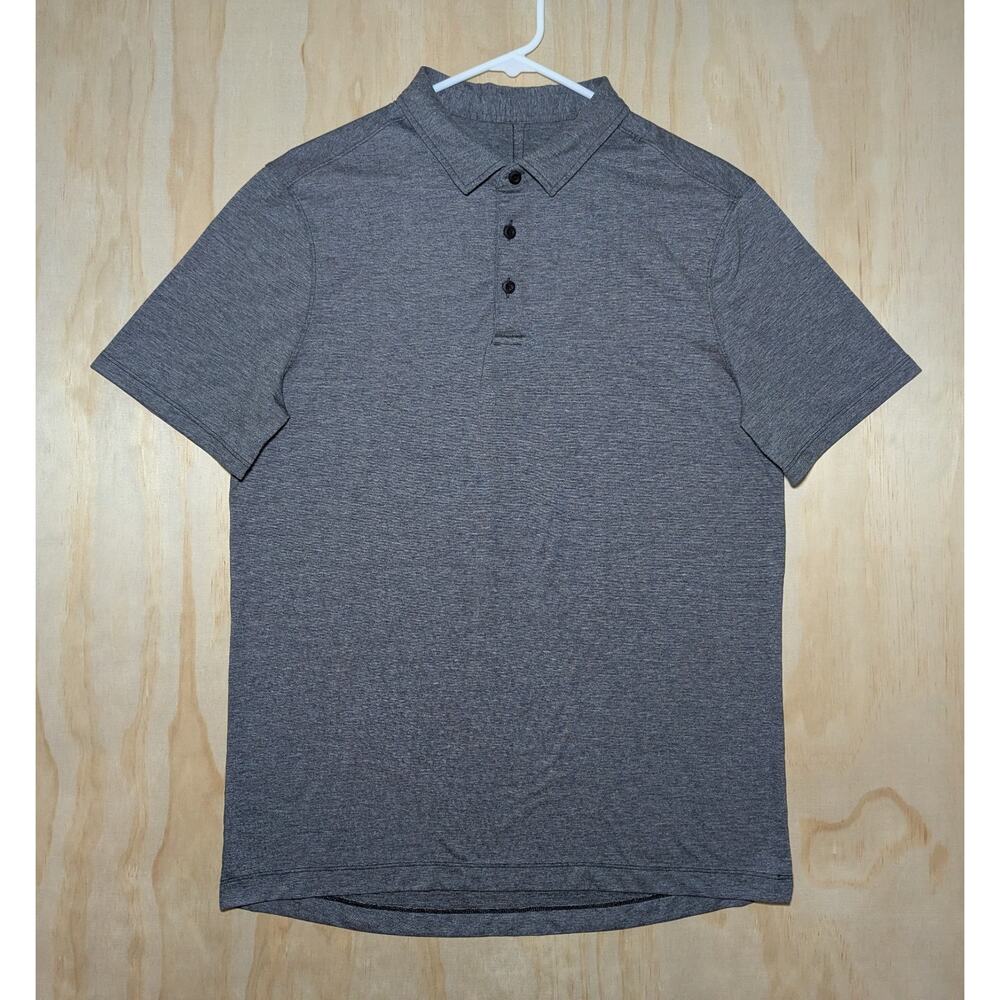 Lululemon Men's Medium Heathered Gray Short Sleeve Athletic Golf Polo Shirt